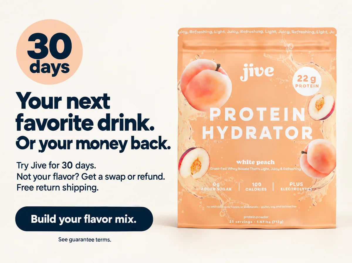 Your next favorite drink. Or your money back. Try Jive for 30 days. Not your flavor? Get a swap or refund. Free return shipping. Build your flavor mix. See guarantee terms.